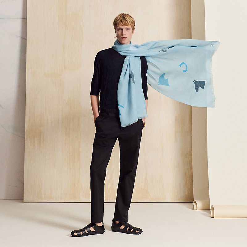 エルメス Hのマフラー ネイビー HERMES (SALE)エルメス マフラー ユニ・ブロデ カシミヤ100％ ネイビー